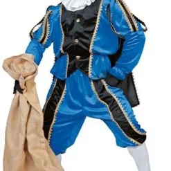 Overig Kostuum Zwarte Piet Blauw Luxe (met Cape)