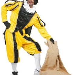Overig Kostuum Zwarte Piet Geel Luxe (met Cape)