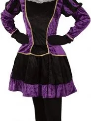 Overig Pieten Jurkje Dames Paars-Zwart Met Petticoat
