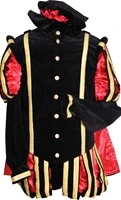 Overig Pietenkostuum Fluweel Madrid Met Cape Zwart-Rood - Image 3