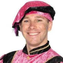 Overig Zwarte Piet Baret Pink Velours (met Veren)