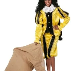 Overig Zwarte Piet Dameskostuum Geel Luxe (met Cape)