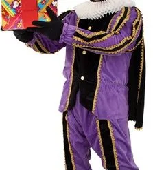Overig Zwarte Piet Kostuum Zwart/Paars Met Cape
